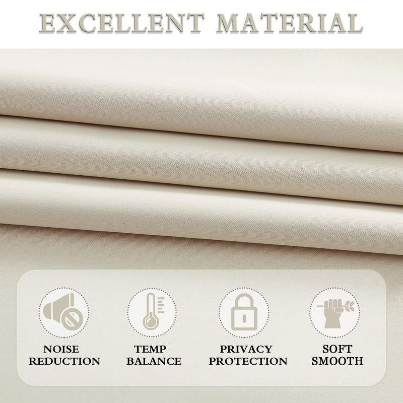 DONREN 36 Inches Long Curtain Tiers-Room Darkening Rod Pocket Small Curtains for Small Window (42 W x 36 L,2 Panels,Cream Beige) - Image 2